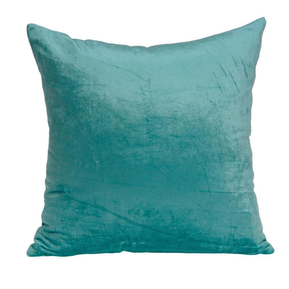 Camila Aqua Velvet Square Throw Pillow 20" x 20"