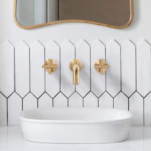 Double Handle Wall-Mounted Bathroom Faucet in Gold
