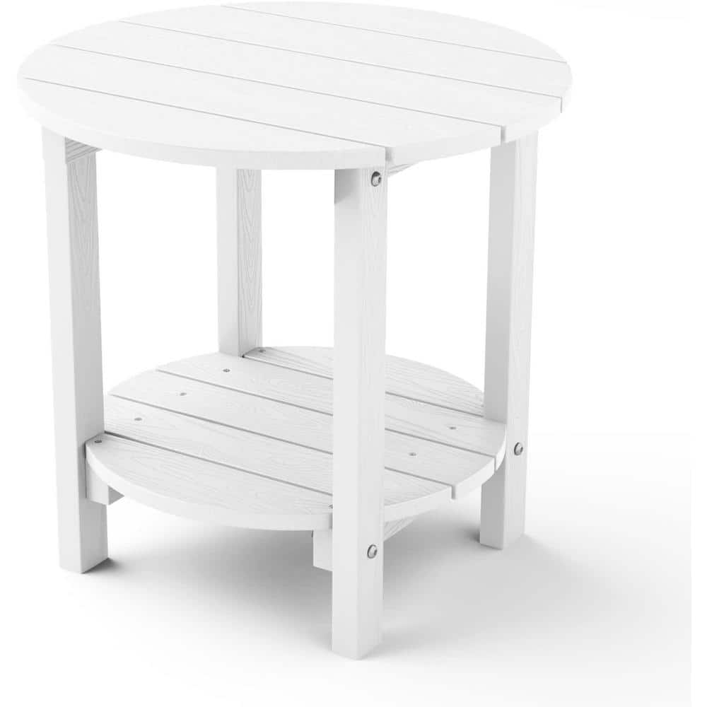 YEFU 18 in. White Round Plastic Adirondack Outdoor Double Layer Patio