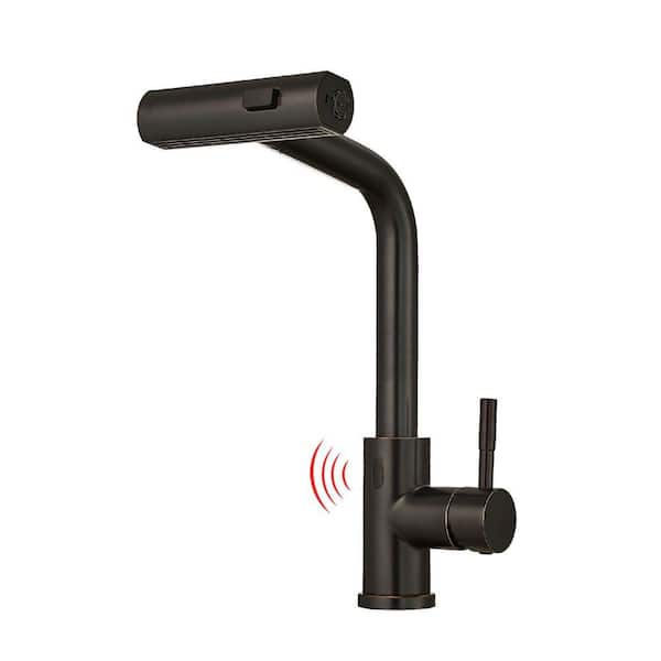 Single Handle Single Hole 14.5 in. Pull Out Sprayer Touchless Kitchen Faucet with 360° Swivel Spout in Oil Rubbed Bronze