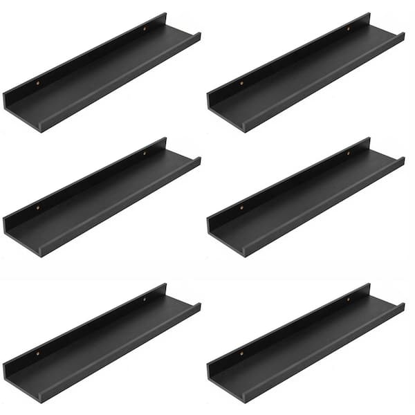 Unbranded 23.6 in. W x 5.1 in. D Black Floating Shelves (Set of 6) Decorative Wall Shelf