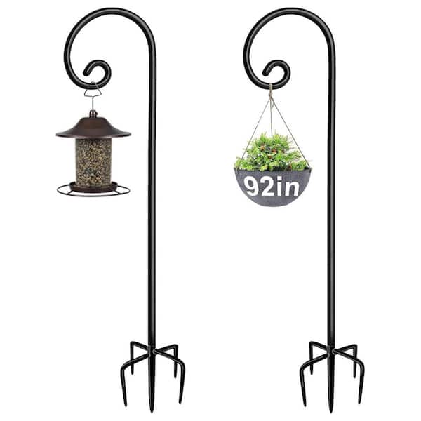 Unbranded 92 in. Black Steel Shepard's Hooks (2-Pack)