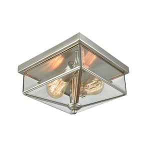 Lankford 2-Light Satin Nickel Outdoor Flush Mount