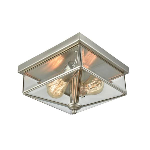 Thomas Lighting Lankford 2-Light Satin Nickel Outdoor Flush Mount