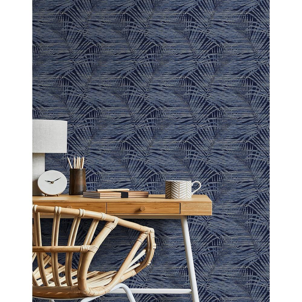 Indigo Vinyl Peel and Stick Tropical Wallpaper Roll
