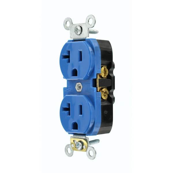 20 Amp 125 V Industrial Grade Self Grounding Duplex Outlet/Receptacle, Blue (1-Pack) 5362-SBU