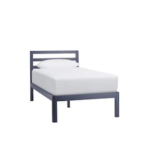 Grandon Midnight Blue Metal Twin Platform Bed with Slats (39 in W. X 14 in H.)