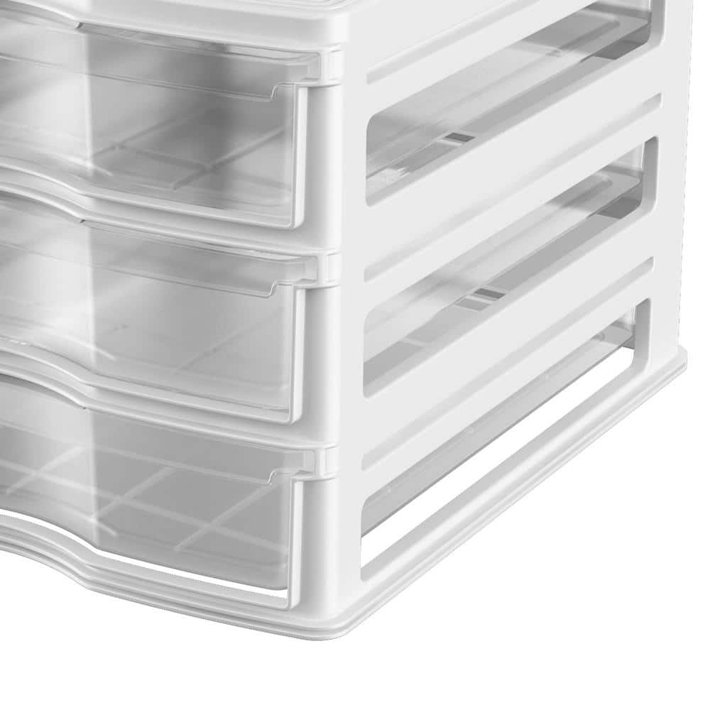 White 3 Drawer Stackable Plastic Storage Organizer