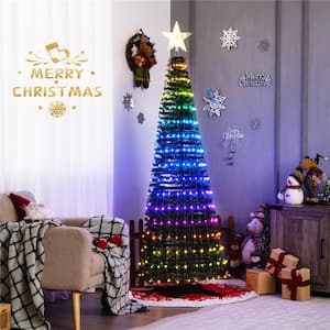 6.2 ft. Pre-Lit Pop-up Lighted Artificial Christmas Tree Xmas Tree with 282 RGB LED Lights