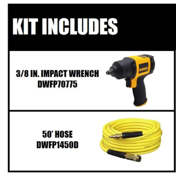 3/8 in. Pneumatic Impact Wrench and 50 ft. x 1/4 in. Air Hose
