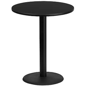 36 in. Round Black Laminate Table Top with 24 in. Round Bar Height Table Base