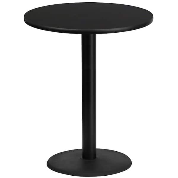 Flash Furniture 36 in. Round Black Laminate Table Top with 24 in. Round Bar Height Table Base