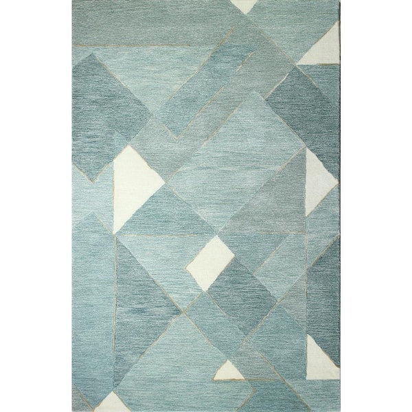 BASHIAN Greenwich Aqua 4 ft. x 6 ft. (3'9" x 5'9") Abstract Contemporary Accent Rug