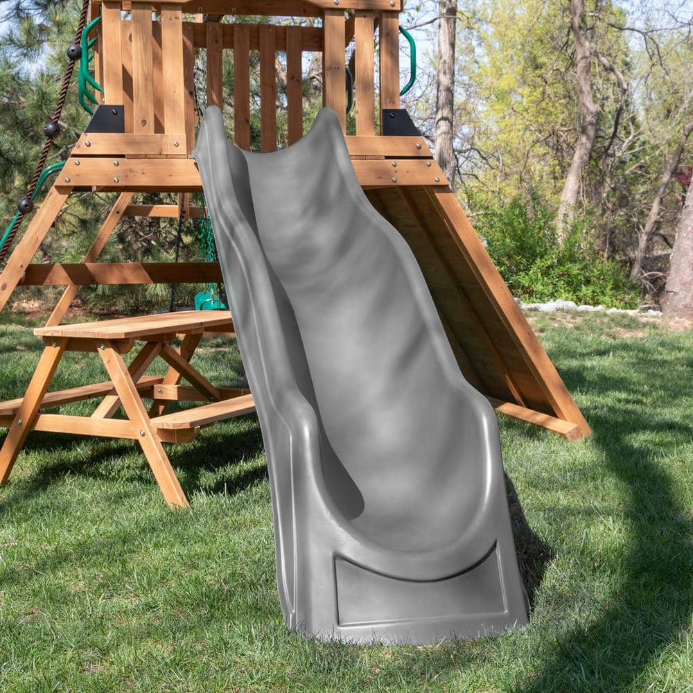 Endeavor II Cedar Swing Set with Gray Wave Slide