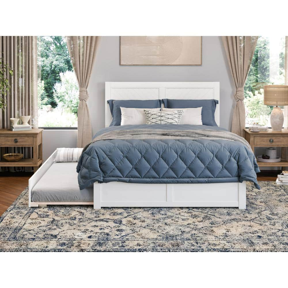 AFI Canyon White Solid Wood Frame Full Platform Bed With Footboard And   White Platform Beds Ar9532012 64 1000 