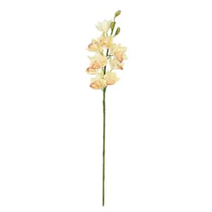 30 in. Ivory Peach Artificial Cymbidium Orchid Flower Stem Tropical Spray (Set of 3)