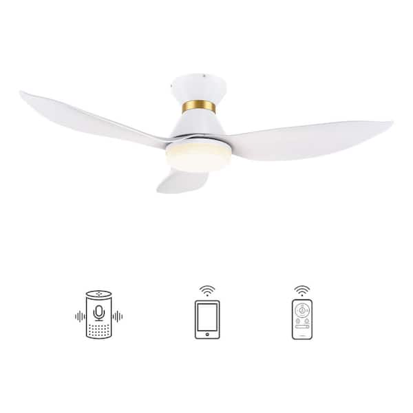 CARRO Daisy 45 in. Integrated LED Indoor White Smart Ceiling Fan with Light and Remote, Works with Alexa and Google Home