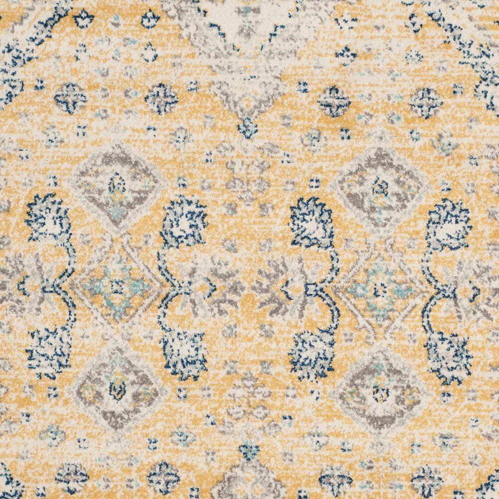 Gold and Ivory High Pile Synthetic Rectangular Rug
