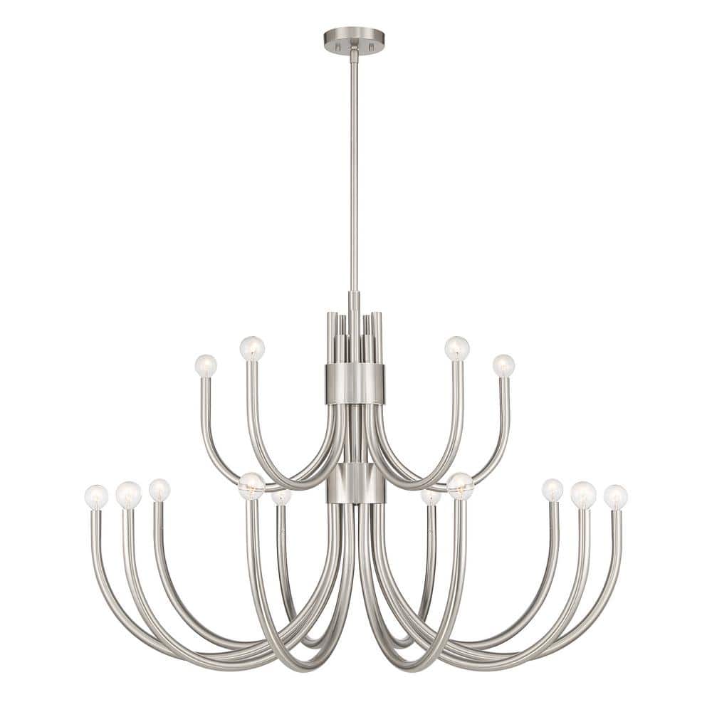 Sorrento 42" Satin Nickel 15-Light Metal Chandelier