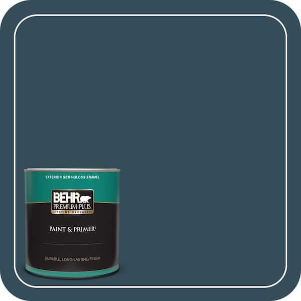 BEHR PREMIUM PLUS 1 qt. Home Decorators Collection #HDC-CL-28 Nocturne Blue Semi-Gloss Enamel Exterior Paint & Primer