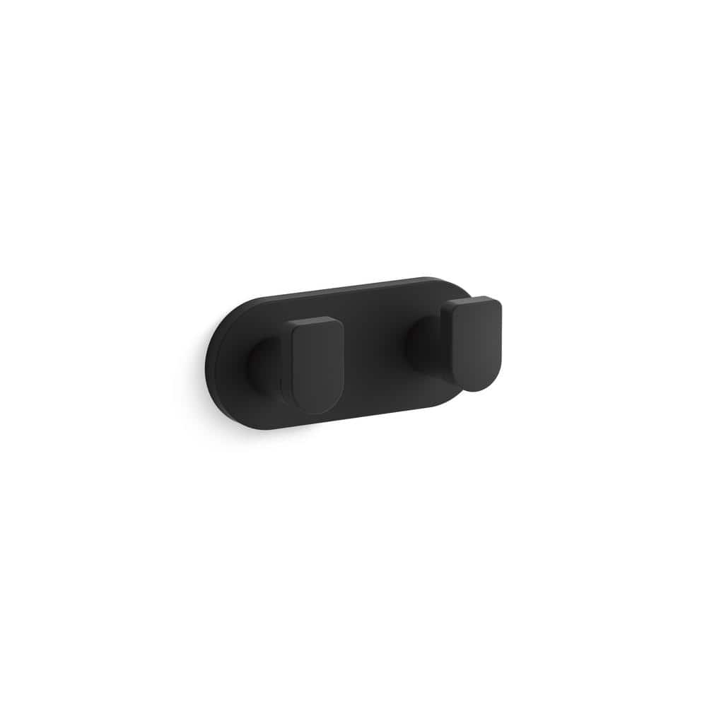Matte Black Minimalist Double Robe Hook