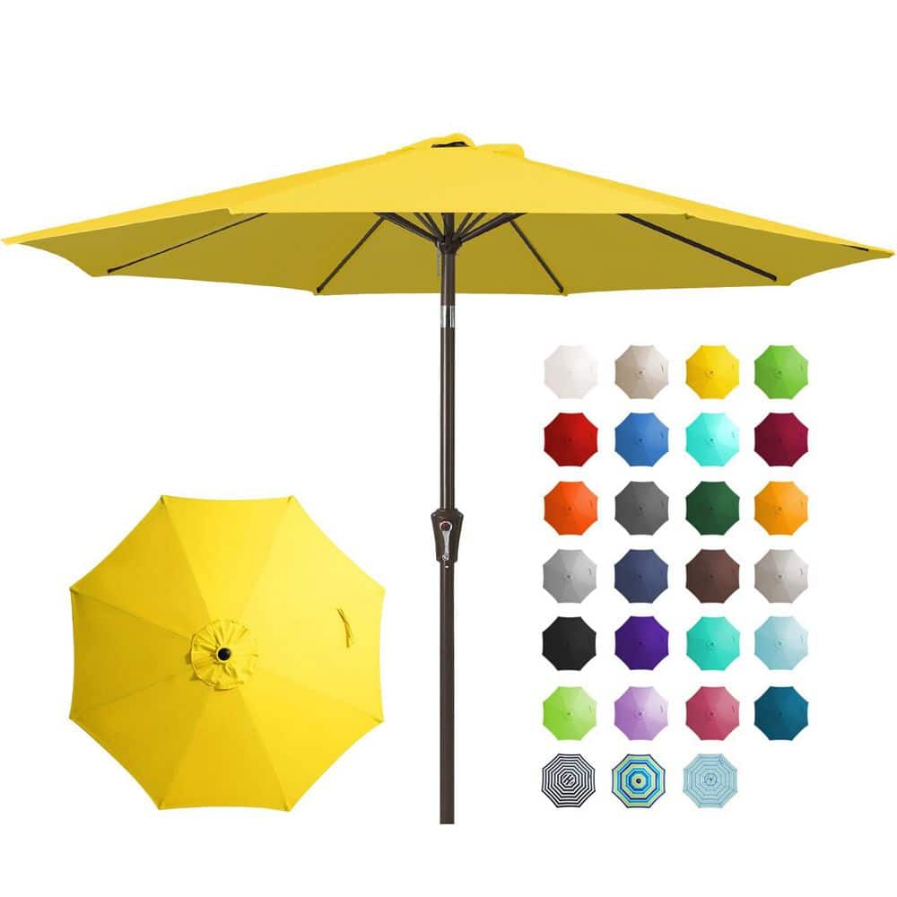 9 ft. Alloy Steel Pole Tilt Market Patio Umbrella in Yellow, Water Resistant with Double Vented Canopy for Garden, Pool price history on PriceWatchPro