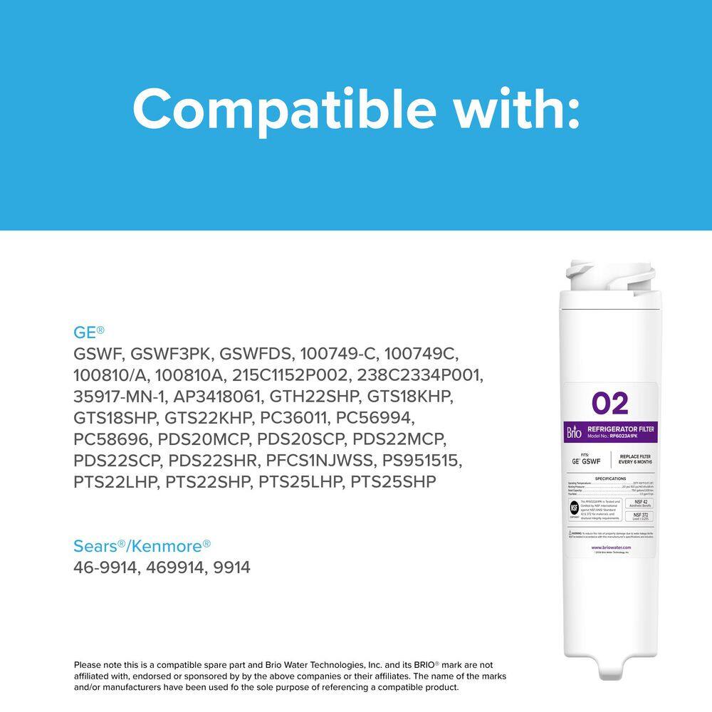 Brio White Refrigerator Water Filter Replacement Cartridge