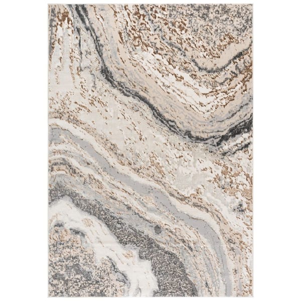 Aura 7 ft. x 10 ft. Beige/Gray Abstract Area Rug