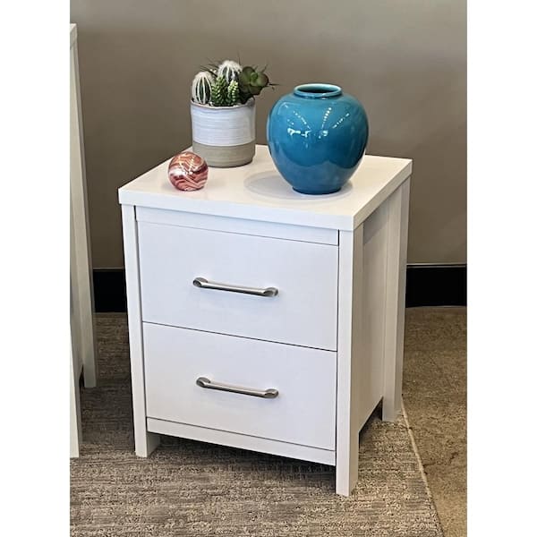 2-Drawer White Nightstand (22 in. H x 18 in. W)