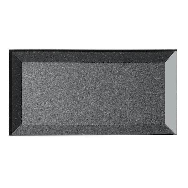 ABOLOS Secret Dimensions Glossy Gray Beveled Subway 3 in. x 6 in. Glass Wall Tile Sample