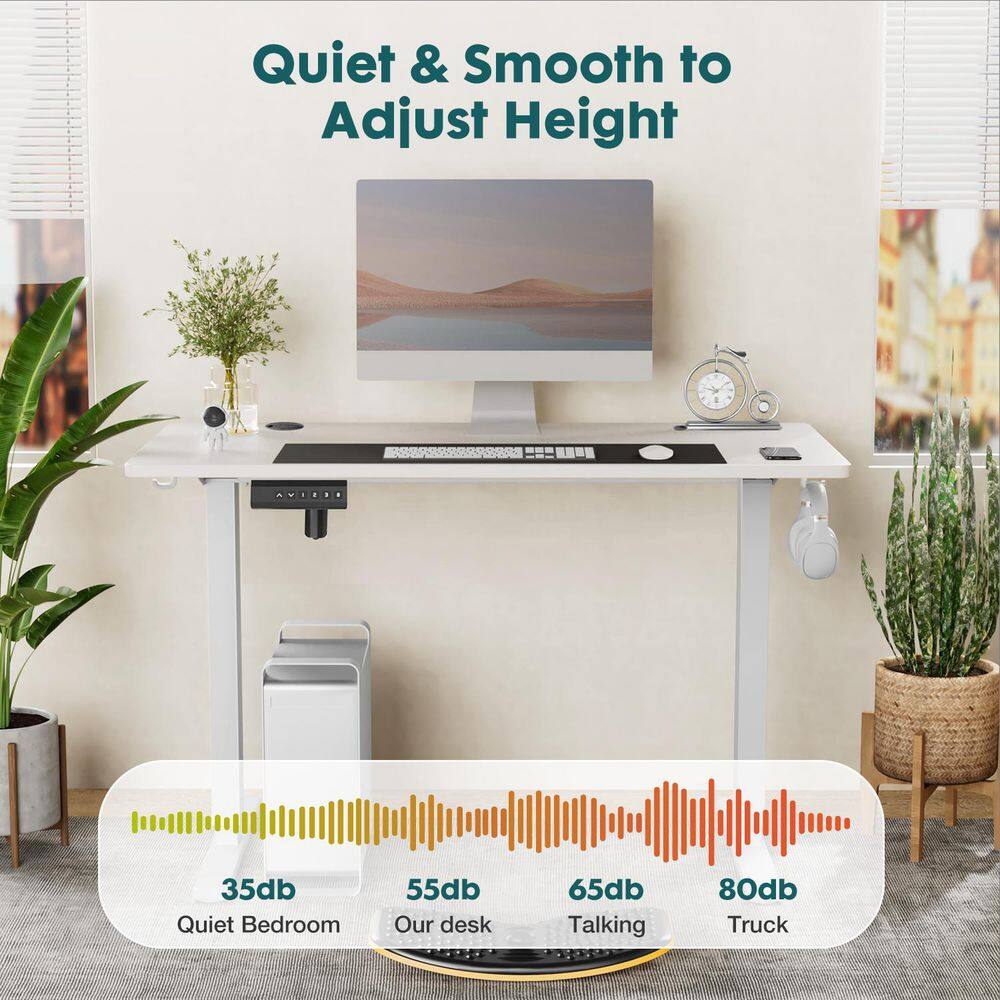 Front view of the Bestier white electric standing desk.