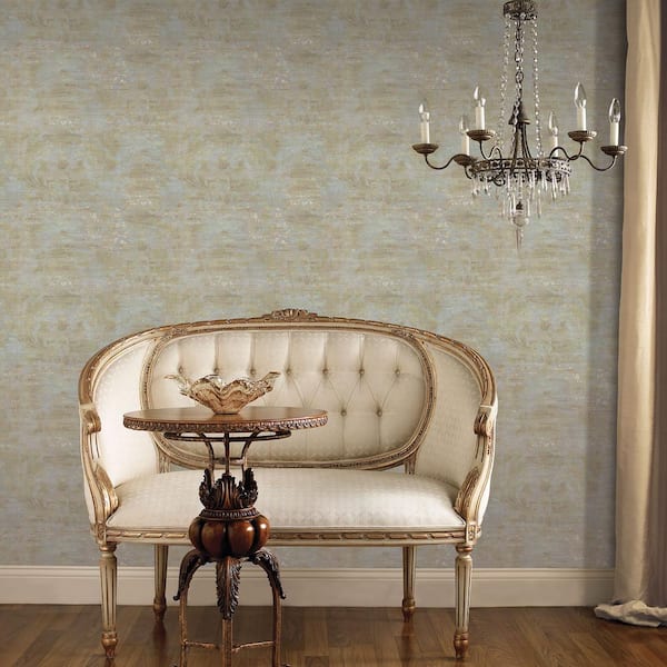 Sari Damask Wallpaper in Pearl, Blue and Brown