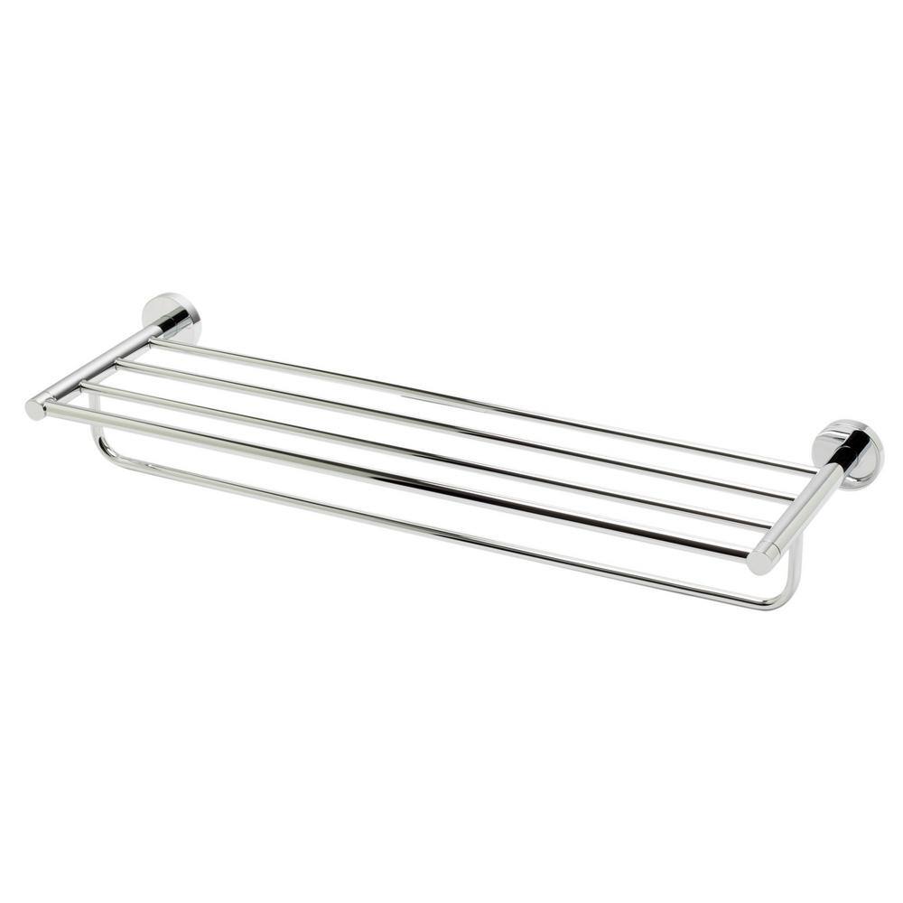 Polished Chrome 26" Wall Mounted Towel Bar and Shelf