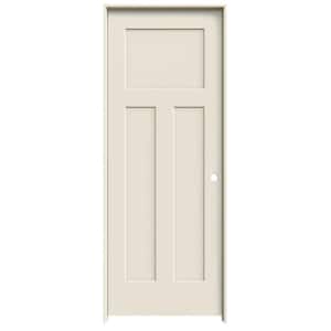 32 in. x 80 in. Smooth Cratsman 3-Panel Left-Hand Solid Core Primed Molded Composite Single Prehung Interior Door