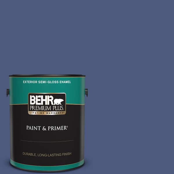 BEHR PREMIUM PLUS 1 gal. #BIC-37 Dark Iris Semi-Gloss Enamel Exterior Paint & Primer