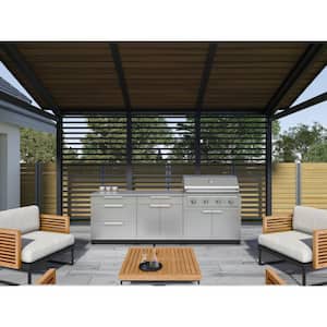 Outdoor Kitchen Stainless Steel 4-Piece Cabinet Set with Sink Cabinet and 40 in. Performance Natural Gas Grill