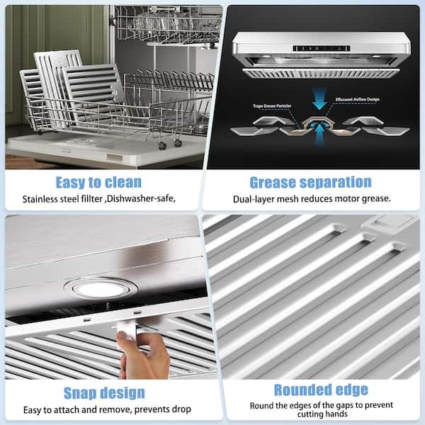 VIKIO 36 in. 900CFM Ducted Under Cabinet Range Hood in