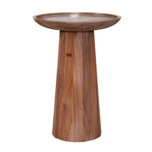 Dayton Solid Acacia Wood 13 in. W Round Contemporary Wooden Accent Table in Light Cognac