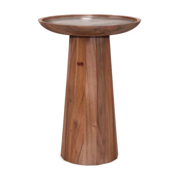 Simpli Home Dayton Solid Acacia Wood 13 in. W Round Contemporary Wooden Accent Table in Light Cognac