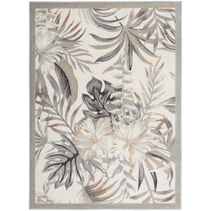 Seaside Ivory/Grey 5 ft. x 7 ft. Bordered Contemporary Area Rug
