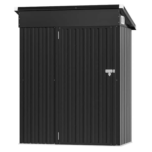 Outdoor 5 ft. W x 3 ft. D Metal Tool Shed Storage Shed with Lockable Door and Vents for Backyard, Black (15 sq. ft. )