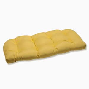 Solid Rectangular Outdoor Bench Cushion in Yellow