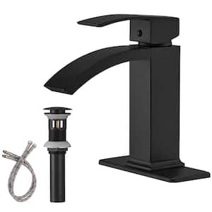 Single Handle Single Hole Bathroom Faucet in Matte Black