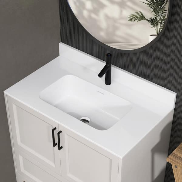 Zeafive Syba 36 in. L x 3.5 in. H Solid Surface Cultured Marble