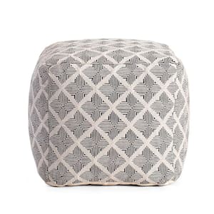 Carondelet 20 in. x 20 in. x 20 in. Black and Ivory Pouf