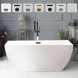 67 in. Acrylic Flatbottom Freestanding Bathtub in White/Matte Black
