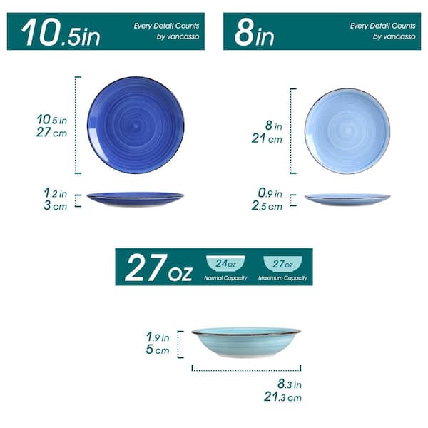vancasso Bonita 18-Piece Stoneware Assorted Colors Dinnerware Set
