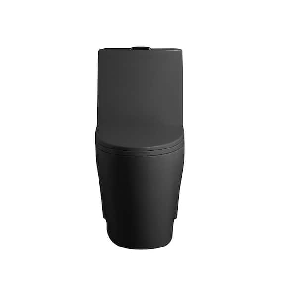 12 in. Rough In 1-Piece 1.1/1.6 GPF Dual Flush Elongated Toilet in Matte Black, Seat Included