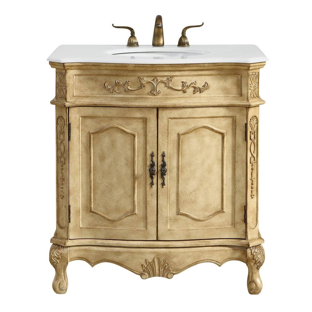 Simply Living 32 in. W x 21 in. D x 36 in. H Bath Vanity in Antique Beige w