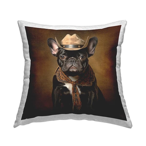 Stupell Industries Cowboy French Bulldog Outdoor Printed Throw Pillow by RB